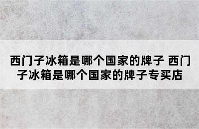 西门子冰箱是哪个国家的牌子 西门子冰箱是哪个国家的牌子专买店